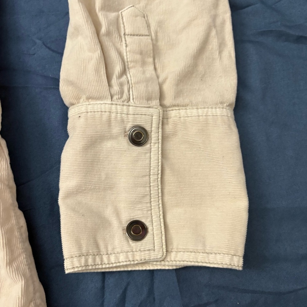 The Free People Shirt Top Womens Large Beige Button Up Classic Oversized - Picture 2 of 11